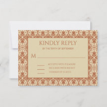 Terracotta Vintage Boho Wedding Response Card