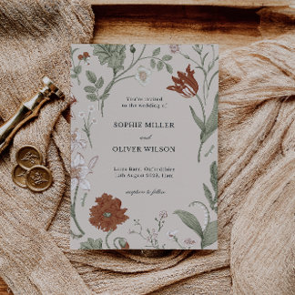 Terracotta Vintage Botanical Wedding Invitation
