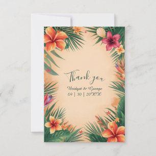 Terracotta Vintage Hawaii Tropical tropic Wedding Thank You Card