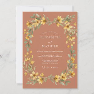 Terracotta Warm Botanical Wedding Invitation