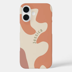 Terracotta Warm Organic Shaped Personalised Name iPhone 16 Case