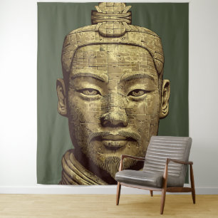 Terracotta Warrior - Ancient Gold Art Tapestry