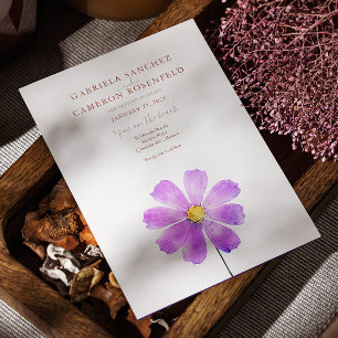 Terracotta Watercolor Boho Floral Daisy Wedding Invitation