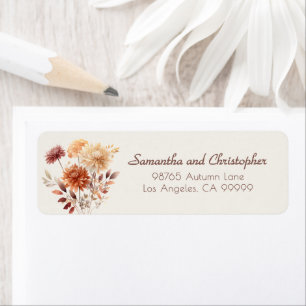 Terracotta Watercolor Floral Fall Custom Address Return Address Label