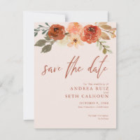 Terracotta Watercolor Floral Save The Date