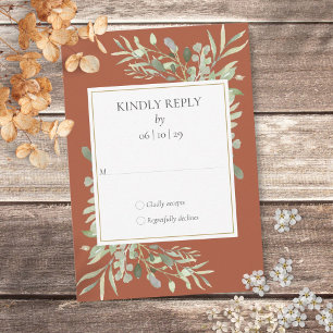 Terracotta Watercolor Greenery RSVP Card