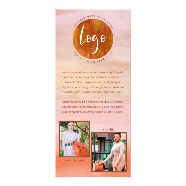 Terracotta Watercolor Wash Your Logo Rack Card (Front)