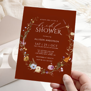 Terracotta Watercolor Wildflower Bridal Shower Invitation