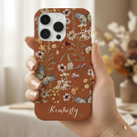 Terracotta Watercolor Wildflowers Pattern Name