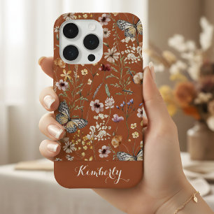 Terracotta Watercolor Wildflowers Pattern Name  iPhone 15 Pro Case