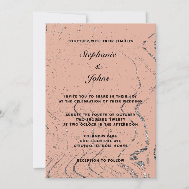 Terracotta Wave Abstract Classy Bohemian Wedding Invitation (Front)