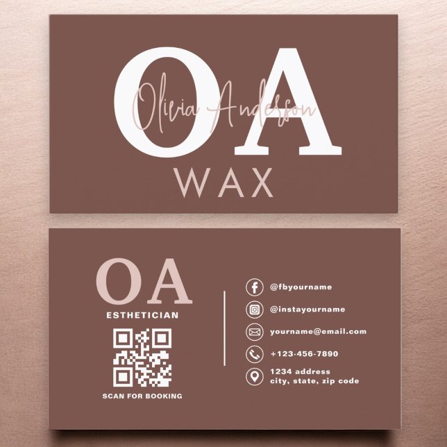 Terracotta Wax Specialist Aesthetician QR Code  Business Card (Creator Uploaded)
