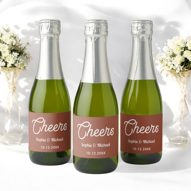 Terracotta Wedding Cheers  Sparkling Wine Label (Creator Uploaded)