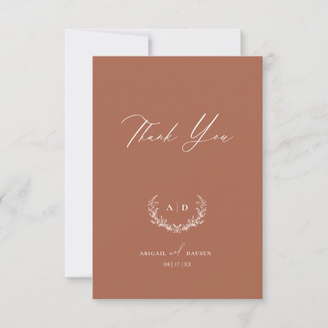 Terracotta Wedding Day Thank you Flat Note Card (Front)