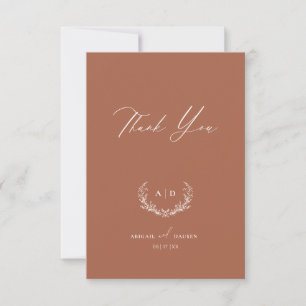 Terracotta Wedding Day Thank you Flat Note Card