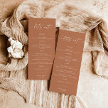Terracotta Wedding Dinner Food Menu | Let's Eat<br><div class="desc">This beautiful Wedding Menu features handwritten calligraphy with a minimalist modern layout - a perfect accent for your wedding or special event. Use this menu for any occasion whether it be your wedding, bridal or baby shower, engagement party, retirement party... whatever you'd like! Easily edit *most* wording to fit your...</div>