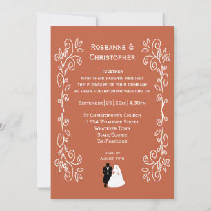 Terracotta Wedding Invitation Bride Groom Design