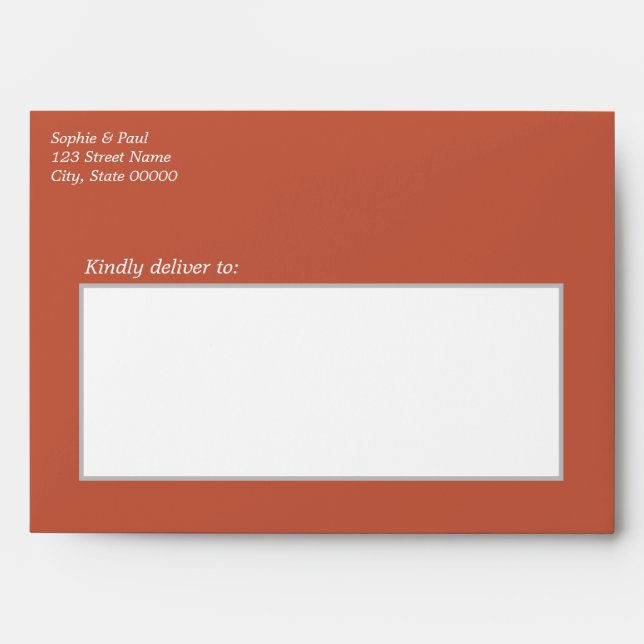Terracotta Wedding Invitation Envelope (Front)