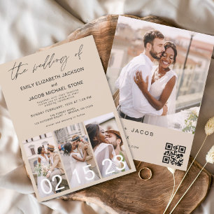 Terracotta Wedding Minimalist QR code Invitation