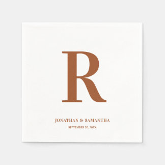 Terracotta Wedding Monogram Modern Napkins