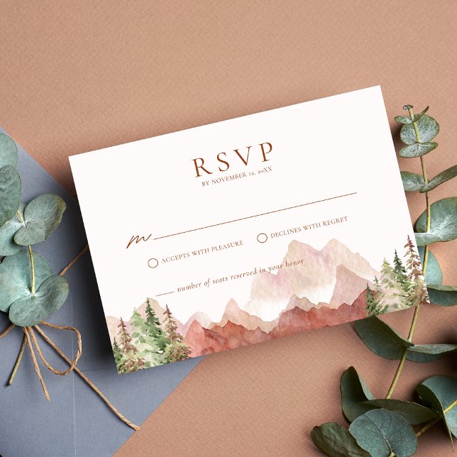 Terracotta Wedding Mountain RSVP Enclosure Card (Creator Uploaded)