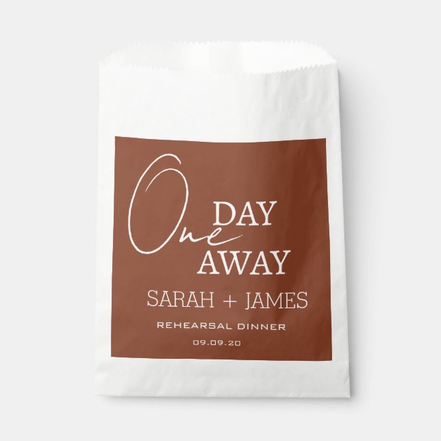 Terracotta Wedding One Day Away Rehearsal Dinner  Favour Bag (Front)