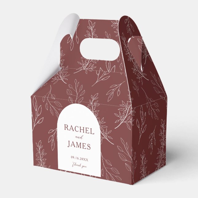 Terracotta Wedding Personalised Botanical Favour Box (Front Side)