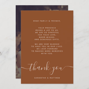 Terracotta Wedding Photo Thank You Card