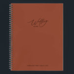 Terracotta Wedding Plans Notebook<br><div class="desc">Terracotta wedding plans notebook. Modern calligraphy highlights the front,  background colour covers both sides with a tiny heart on the back. Keep notes and special memories together in one beautiful place.</div>
