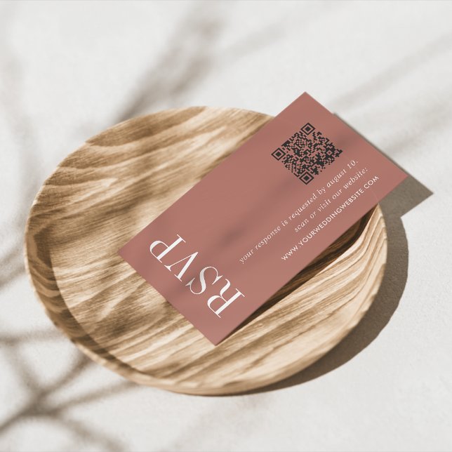 Terracotta Wedding QR Code RSVP Enclosure Card (Creator Uploaded)
