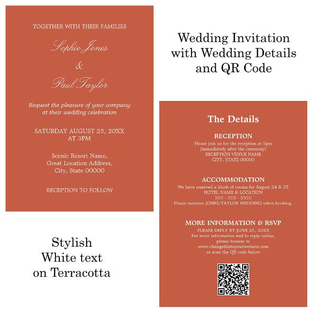 Terracotta Wedding QR Code RSVP Invitation (Creator Uploaded)