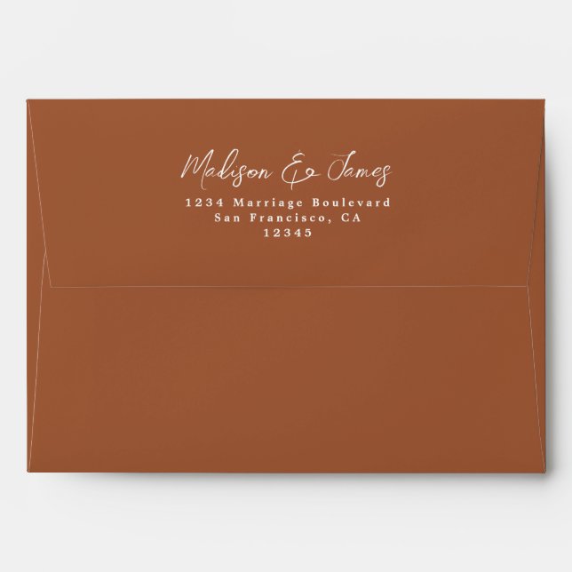 TerraCotta Wedding Return Address Envelope (Back (Top Flap))