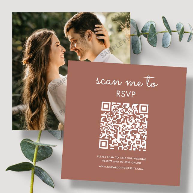 Terracotta | Wedding RSVP QR Code Enclosure Card (Creator Uploaded)