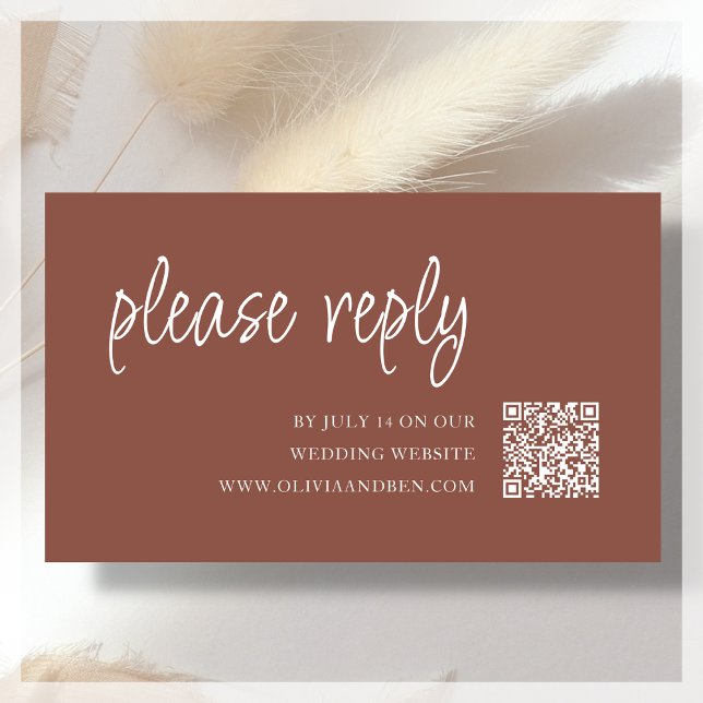 Terracotta | Wedding RSVP QR Code Enclosure Card (Creator Uploaded)