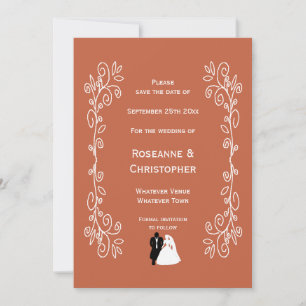 Terracotta Wedding Save The Date Card Bride Groom