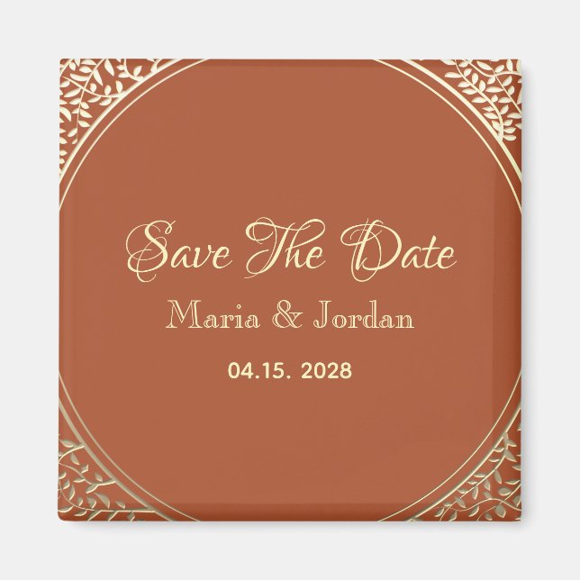 Terracotta Wedding Save The Date Invitation Magnet (Front)