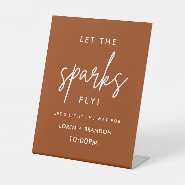 Terracotta Wedding Sparkler Send Off Pedestal Sign (Front)