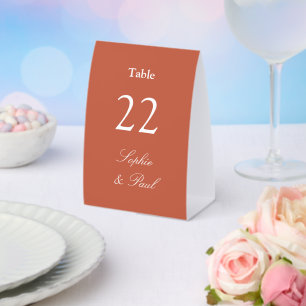 Terracotta Wedding Table Number Paper Table Tent