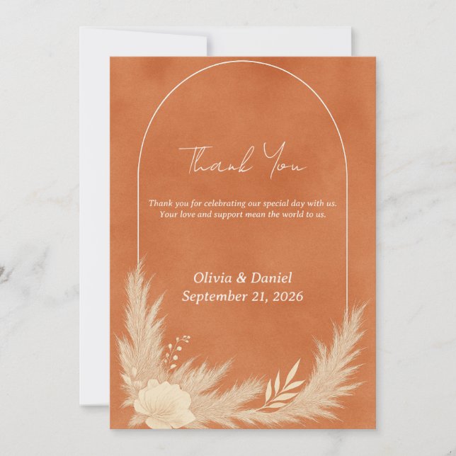 Terracotta Wedding Thank You Card (Front)