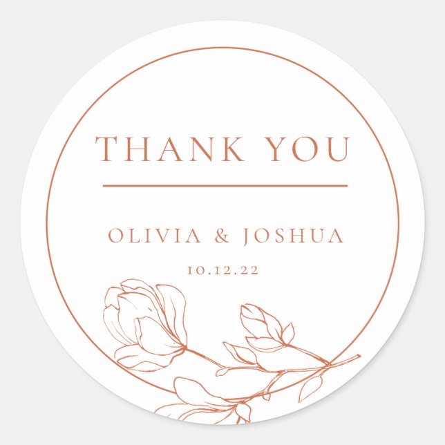 Terracotta Wedding Thank you Classic Round Sticker (Front)