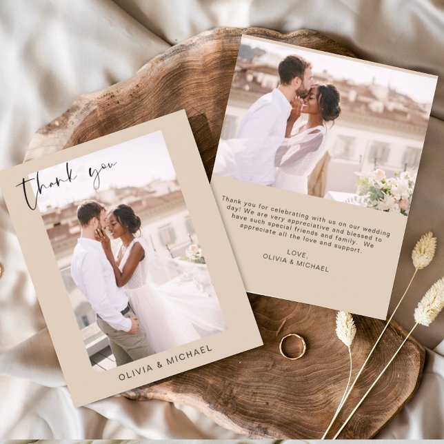 Terracotta Wedding Thank You Photo Minimalist Card (Creator Uploaded)