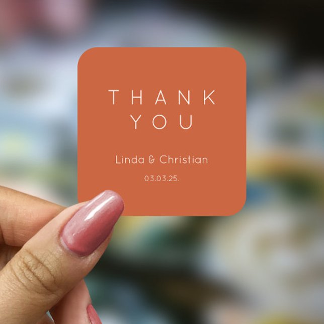 Terracotta Wedding Thank you Square Sticker (Creator Uploaded)
