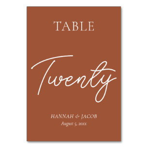 Terracotta Wedding Twenty Table Number