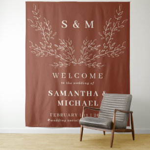 Terracotta Welcome to the wedding Ivy Tapestry