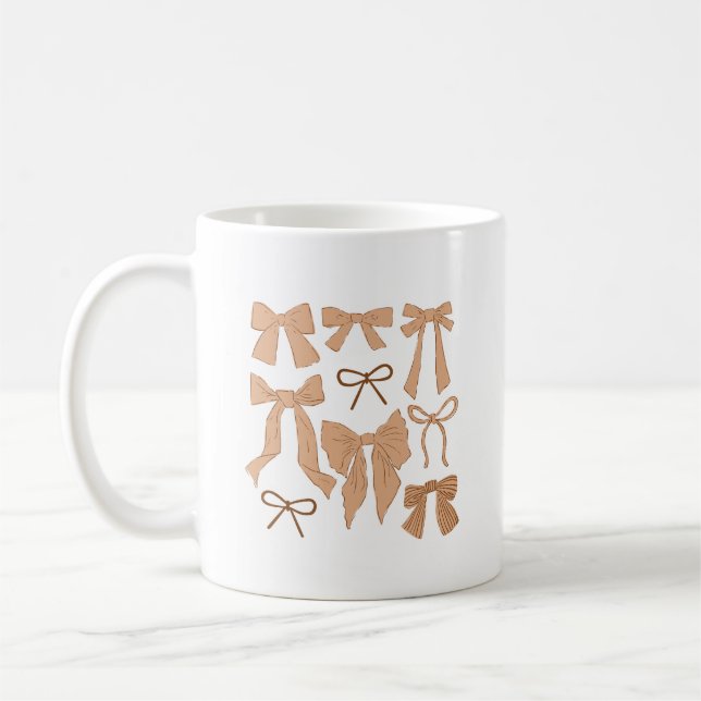 Terracotta Whimsical Bows Coffee Mug (Left)