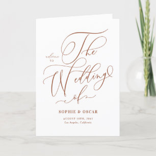 Terracotta Whimsical Calligraphy Boho Wedding Program
