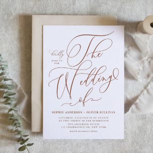 Terracotta Whimsical Calligraphy Wedding Invitation