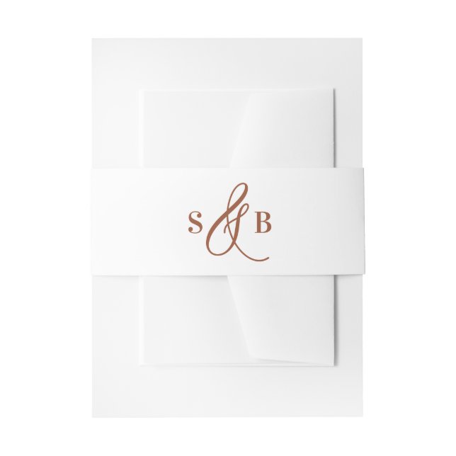 Terracotta Whimsical Calligraphy Wedding Monogram Invitation Belly Band (Front Example)