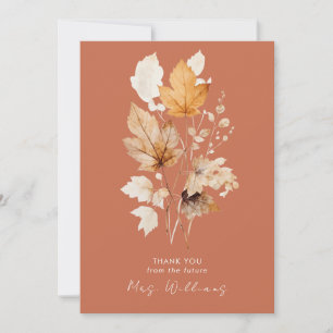 Terracotta Whispers of Fall Bridal Shower Thank Thank You Card