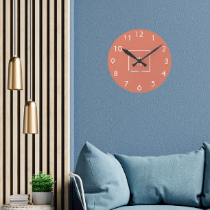 Terracotta white business logo round clock